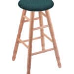 Round Cushion 30-Inch Backless Swivel Bar Stool with Natural Finish, Turned Oak Leg, and Graph Tidal Seat