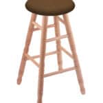 Round Cushion 24-Inch Backless Swivel Counter Stool with Natural Finish, Turned Oak Leg, and Rein Thatch Seat