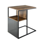 Reversible C Shaped End Table with Wooden Shelf Brown 10 Reversible C Shaped End Table with Wooden Shelf Brown