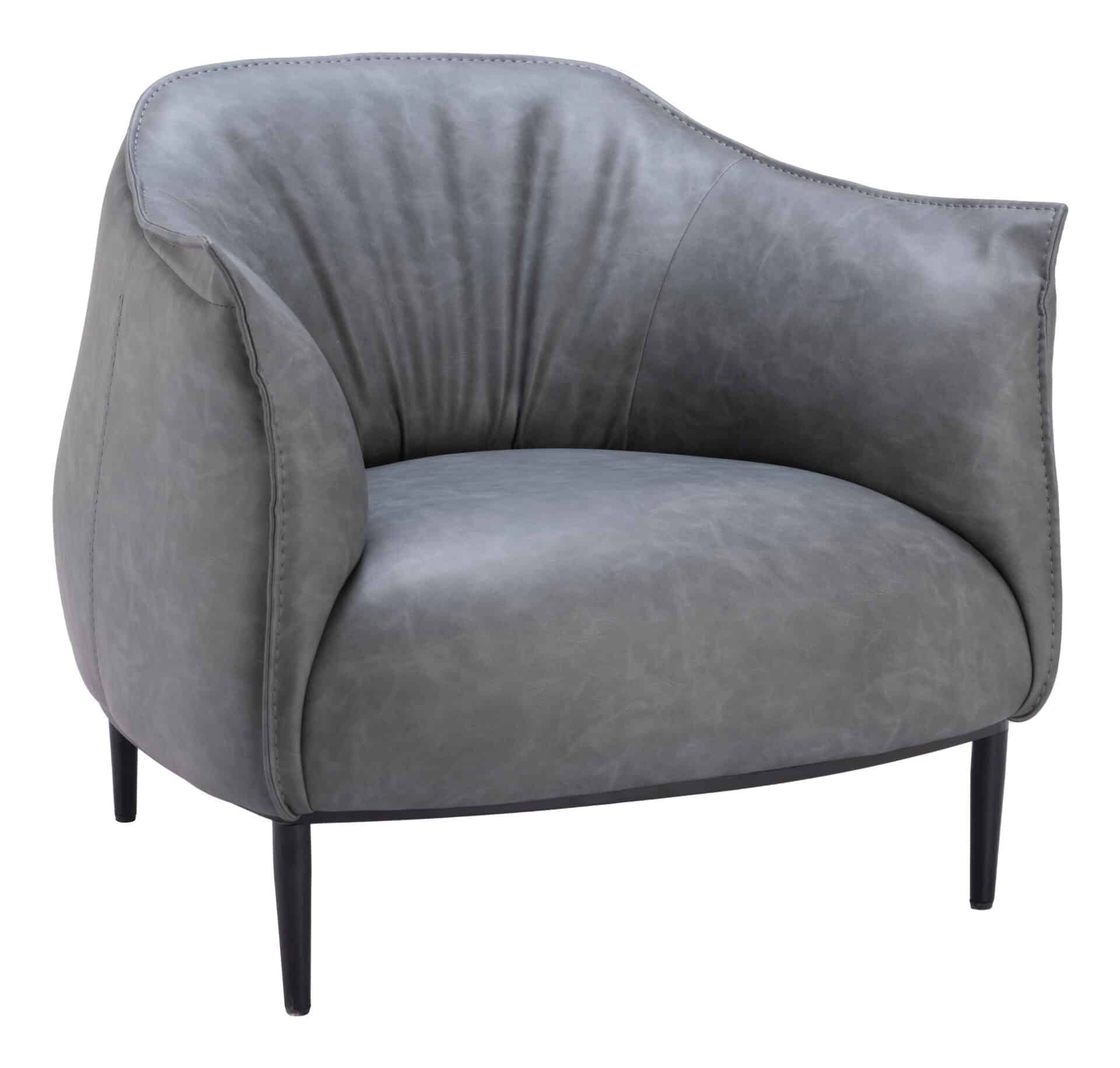 Coffee Faux Leather Accent Chair with Wood Legs and Armrest Support 4 Coffee Faux Leather Accent Chair with Wood Legs and Armrest Support - Image 4