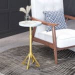 White and Gold Modern Glam Side Table with Marble Top 10 White and Gold Modern Glam Side Table with Marble Top