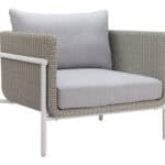 Gray Outdoor Armchair with Cushions and Weather Resistant Frame