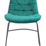 Velvet Tufted Dining Chair with Steel Frame in Green (Set of 2)