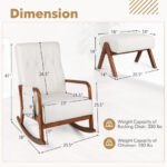 Rubber Wood Rocking Chair with Ottoman and Padded Cushion (Set of 2) 11 Rubber Wood Rocking Chair with Ottoman and Padded Cushion (Set of 2)