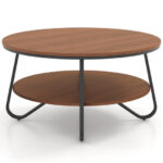 Round Coffee Table with Walnut Wood Grain Finish and Storage 10 Round Coffee Table with Walnut Wood Grain Finish and Storage