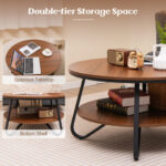 Round Coffee Table with Walnut Wood Grain Finish and Storage 14 Round Coffee Table with Walnut Wood Grain Finish and Storage
