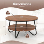 Round Coffee Table with Walnut Wood Grain Finish and Storage 12 Round Coffee Table with Walnut Wood Grain Finish and Storage