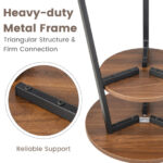 2 Tier Walnut End Tables with Shelf and Metal Frame (Set of 2)