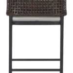 Gray Tropical Barstool with Armrests and Weather-Resistant Frame