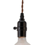 Black Plug-In Ceiling Lamp with Braided Wire and Adjustable Hanging