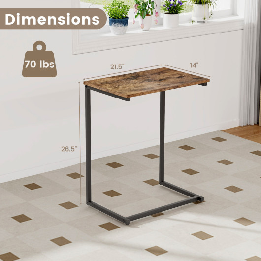 Rustic C Shaped Side Table with Adjustable Pads 5 Rustic C Shaped Side Table with Adjustable Pads - Image 5