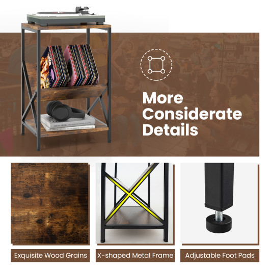 Rustic Industrial 3-Tier Side Table with V-Shaped Bookshelf 6 Rustic Industrial 3-Tier Side Table with V-Shaped Bookshelf - Image 6