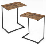 Rustic C Shaped Side Table with Adjustable Pads 11 Rustic C Shaped Side Table with Adjustable Pads