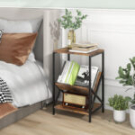 Rustic Industrial 3-Tier Side Table with V-Shaped Bookshelf 8 Rustic Industrial 3-Tier Side Table with V-Shaped Bookshelf