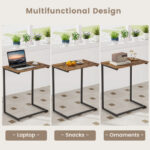 Rustic C Shaped Side Table with Adjustable Pads 14 Rustic C Shaped Side Table with Adjustable Pads