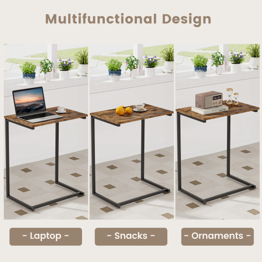 Rustic C Shaped Side Table with Adjustable Pads 7 Rustic C Shaped Side Table with Adjustable Pads - Image 7