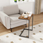 Rustic C Shaped Side Table with Adjustable Pads 8 Rustic C Shaped Side Table with Adjustable Pads