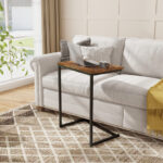 Rustic C Shaped Side Table with Adjustable Pads 9 Rustic C Shaped Side Table with Adjustable Pads