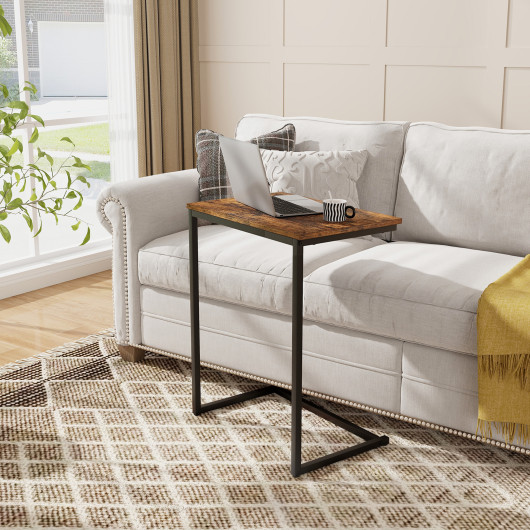 Rustic C Shaped Side Table with Adjustable Pads 2 Rustic C Shaped Side Table with Adjustable Pads - Image 2