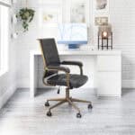 Vintage Black Faux Leather Office Chair with Adjustable Height and Tilt