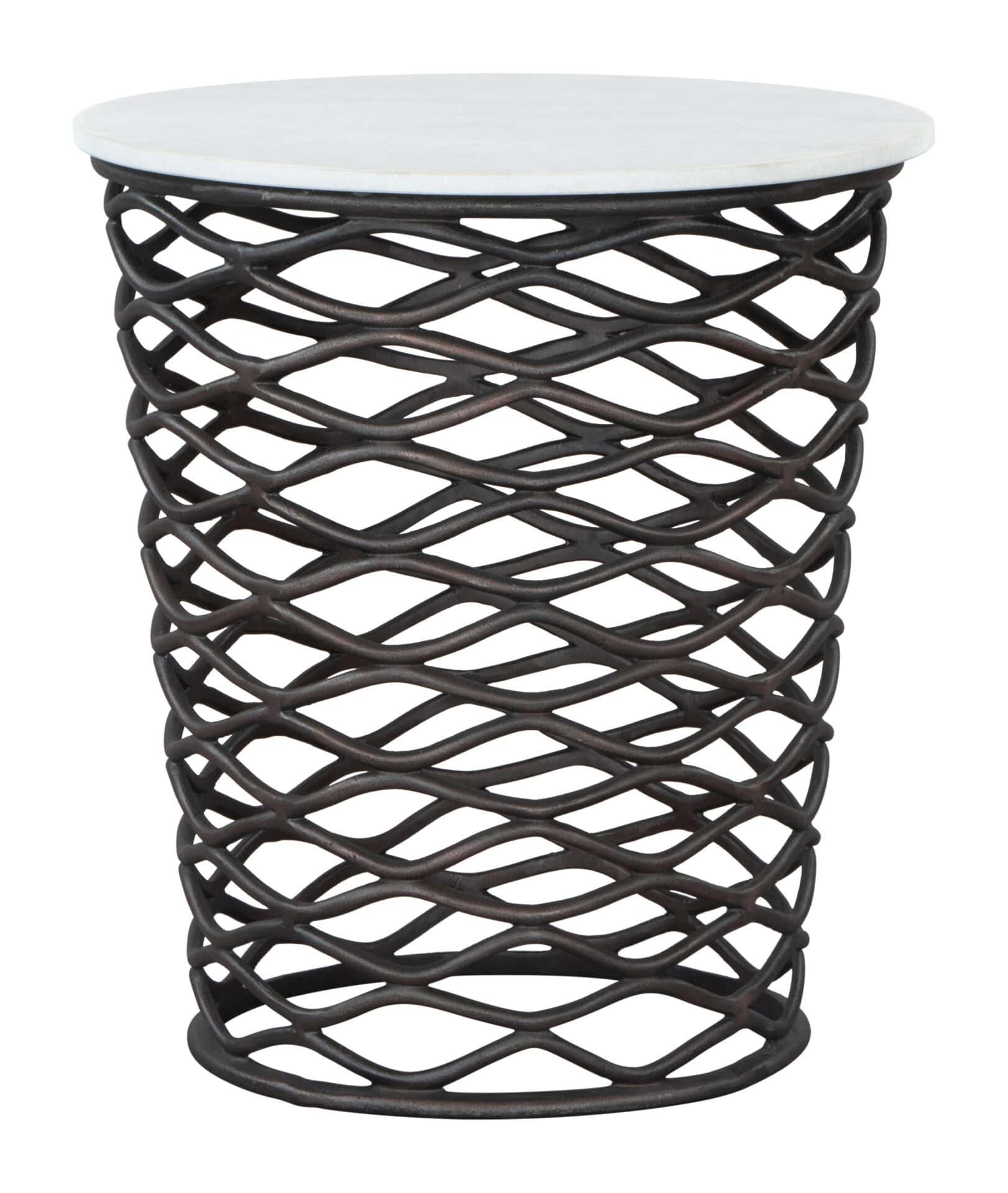Round Marble Top Side Table with Steel Frame and Rubber Feet 2 Round Marble Top Side Table with Steel Frame and Rubber Feet - Image 2