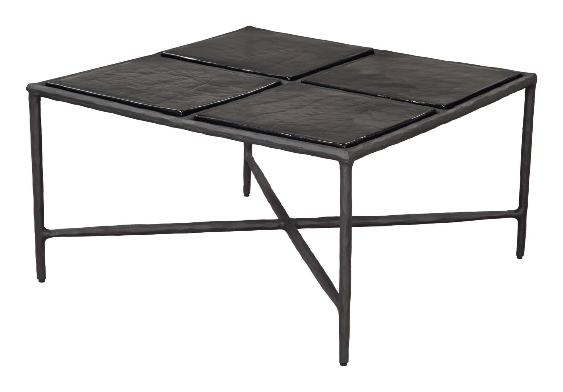 Modern Black Square Coffee Table with Cast Glass and Aluminum 1 Modern Black Square Coffee Table with Cast Glass and Aluminum