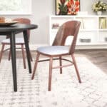 Mid-Century Modern Light Gray Dining Chair with Walnut Frame (Set of 2)