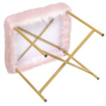 Faux Fur Ottoman Stool with Golden Metal Legs 28 Faux Fur Ottoman Stool with Golden Metal Legs