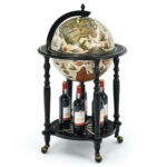 Vintage Globe Bar Cart with Nautical Chart and Rolling Wheels 11 Vintage Globe Bar Cart with Nautical Chart and Rolling Wheels