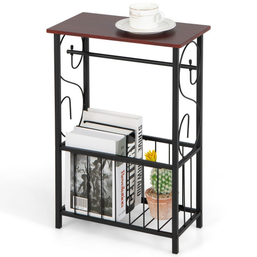 Narrow Side Table with Storage Basket and Removable Rack 7 Narrow Side Table with Storage Basket and Removable Rack - Image 7