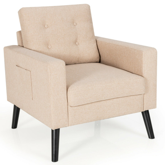 Mid Century Upholstered Armchair with Button Tufted Back 3 Mid Century Upholstered Armchair with Button Tufted Back - Image 3