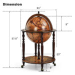 Vintage Globe Bar Wine Cabinet with Wheels and Storage 12 Vintage Globe Bar Wine Cabinet with Wheels and Storage