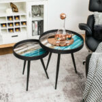 Nesting End Tables with Wooden Tray Top and Steel Legs (Set of 2) 14 Nesting End Tables with Wooden Tray Top and Steel Legs (Set of 2)