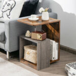 3 Tier End Table with Open Storage Shelf for Living Room