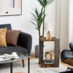 2 Tier End Table with Open Storage Shelf for Small Spaces
