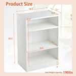 3-Tier Adjustable Shelf Bookcase with Anti-Tip Design for Storage
