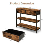 Industrial Console Table with Fabric Drawers and Open Shelves 12 Industrial Console Table with Fabric Drawers and Open Shelves