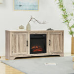 65 Inch Wooden TV Stand with Adjustable Shelves and Doors 13 65 Inch Wooden TV Stand with Adjustable Shelves and Doors