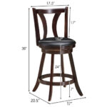 Rustic Swivel Bar Stools with Leather Padded Seats (Set of 2)