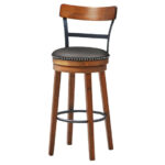 Rustic 360 Swivel Bar Stool with Leather Padded Seat