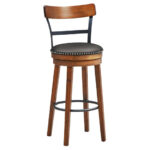 Rustic 360 Swivel Bar Stool with Leather Padded Seat