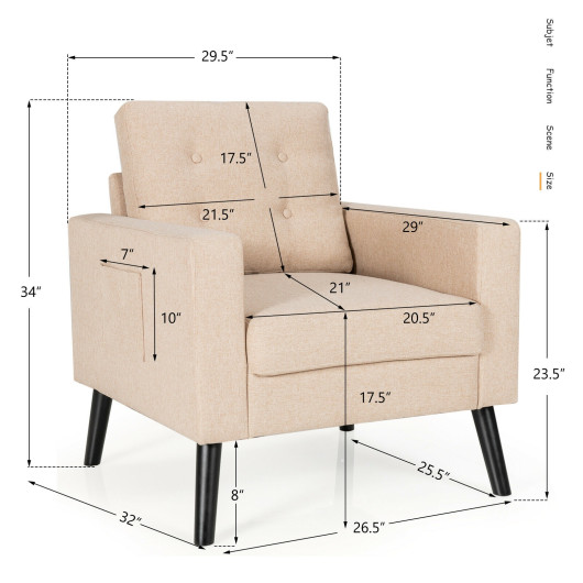 Mid Century Upholstered Armchair with Button Tufted Back 5 Mid Century Upholstered Armchair with Button Tufted Back - Image 5