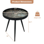 Modern Rustic Round End Table with Tray Top Black 12 Modern Rustic Round End Table with Tray Top Black