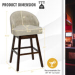 Swivel Bar Stools with Tufted Back and Rubber Wood Legs (Set of 2)