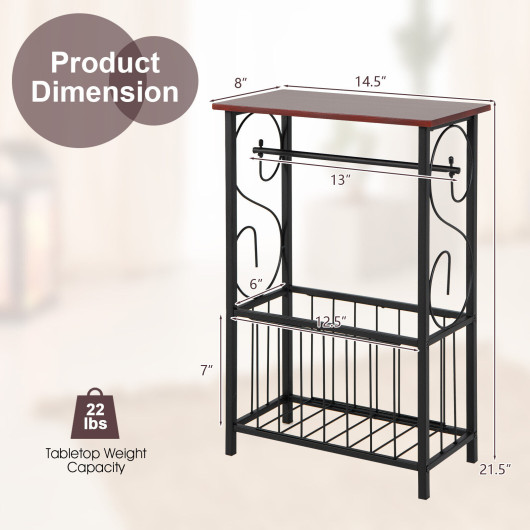 Narrow Side Table with Storage Basket and Removable Rack 4 Narrow Side Table with Storage Basket and Removable Rack - Image 4