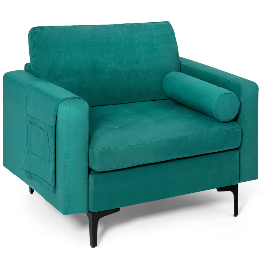 Peacock Blue Modular Accent Chair with Bolster and Storage Pocket 2 Peacock Blue Modular Accent Chair with Bolster and Storage Pocket - Image 2