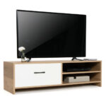 Modern TV Stand with Drawer and Shelves for 55-Inch TVs