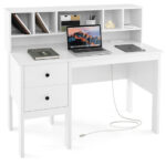 48 Inch Computer Desk with Hutch Drawers and Charging Station 17 48 Inch Computer Desk with Hutch Drawers and Charging Station