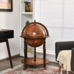 Vintage Globe Bar Wine Cabinet with Wheels and Storage 8 Vintage Globe Bar Wine Cabinet with Wheels and Storage