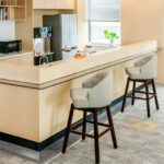Swivel Bar Stools with Tufted Back and Rubber Wood Legs (Set of 2)